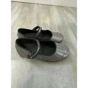 ZABA Kids Girls Glitter Mary Jane‎ Flats Sparkle Silver Strap Shoes Size 27 us 9